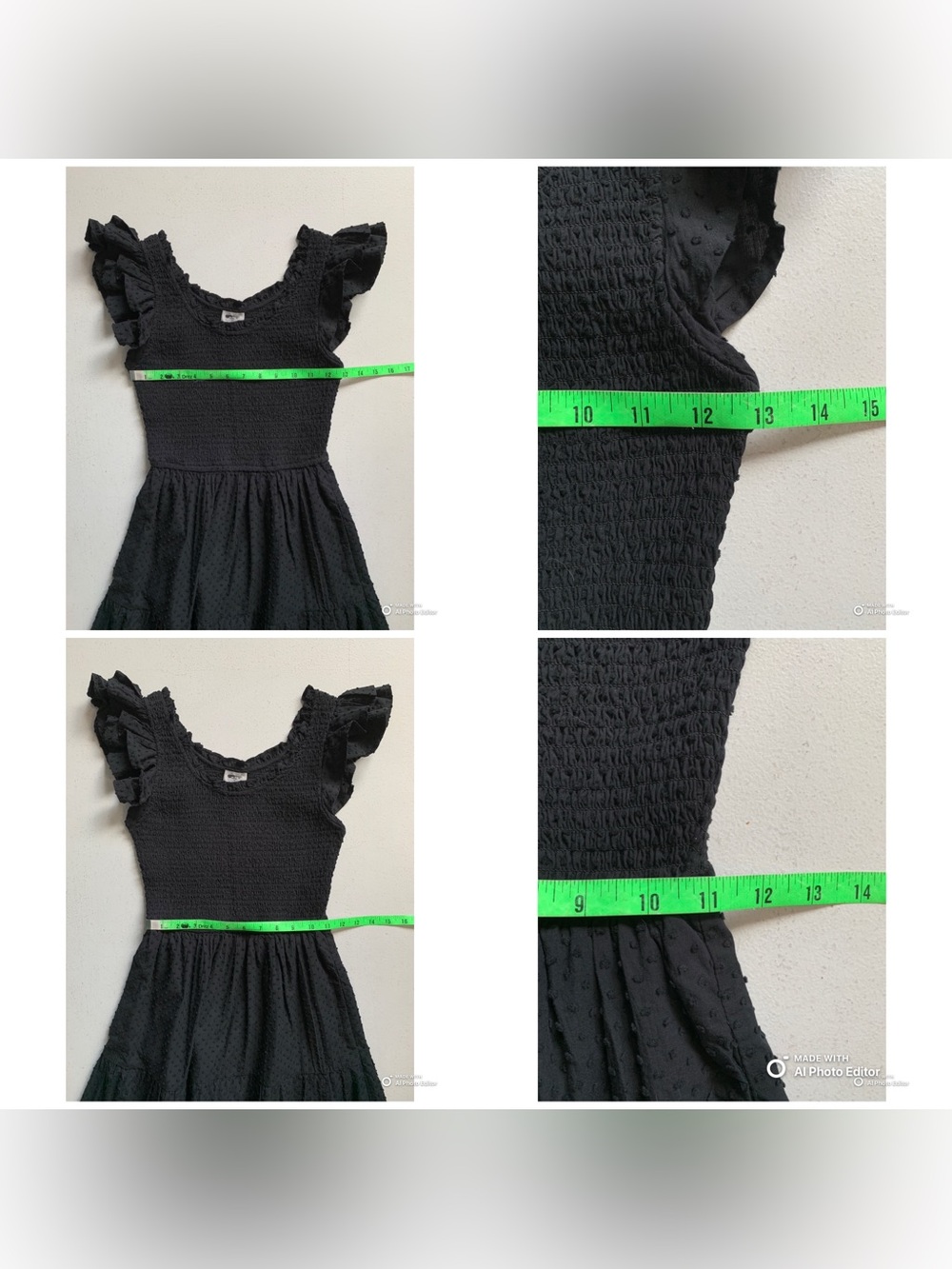 J Crew Factory Petite Black Swiss Dot Flutter Sleeve Midi Dress NWT Cottagecore - Picture 14 of 16